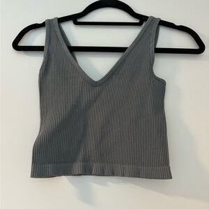 Free People Gray Cropped Top